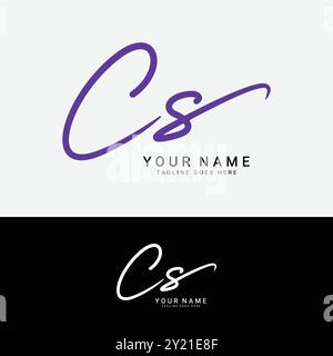 C, S, CS Initial Letter Logo. Handgeschriebenes CS-Signatur-Logo mit Alphabet Stock Vektor