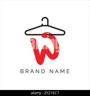 Letter W Fashion Logo, hängender Letter W Vektor Icon, Boutique Logo Design. Symbol für das Aufhängesymbol für den Buchstaben „W“ Stock Vektor
