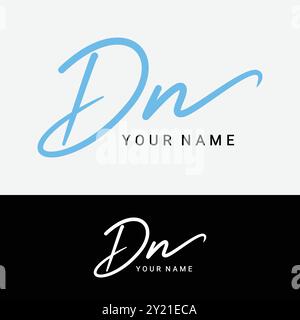 D, N, DN Anfangsbuchstabe Logo. Handgeschriebenes Signature-Logo mit Alphabet DN Stock Vektor