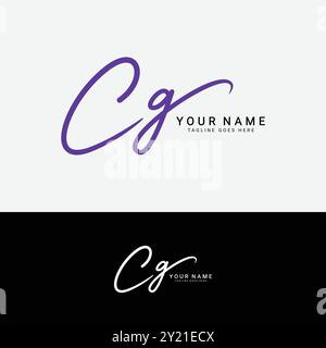 C, G, CG Anfangsbuchstabe Logo. Handgeschriebenes CG-Logo mit Alphabet Stock Vektor