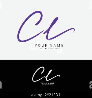 C, L, CL Anfangsbuchstabe Logo. Handgeschriebenes Signature-Logo mit Buchstabe CL Stock Vektor