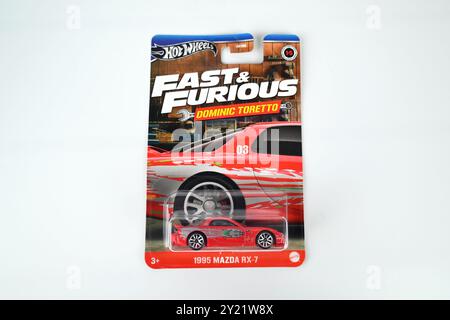 Hot Wheels Fast and Furious Dominic Toretto 1995 Mazda RX7 – Wales, Großbritannien – 08. September 2024 Stockfoto