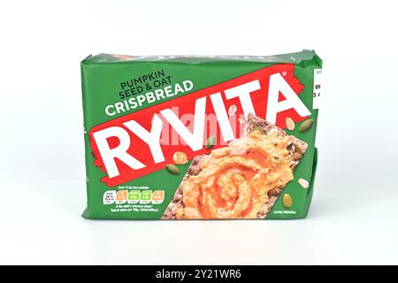 RYVITA Kürbissamen- und Haferknackbrot – Wales, Vereinigtes Königreich – 08. September 2024 Stockfoto