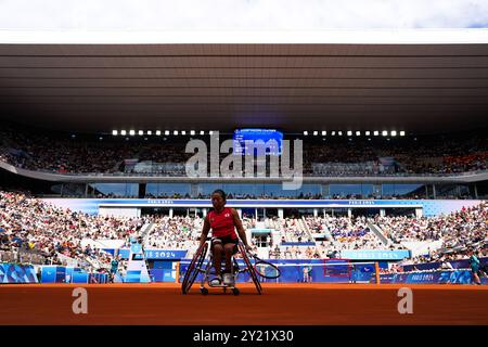 Paris, Frankreich. September 2024. Yui Kamiji (JPN) Rollstuhl-Tennis : Finale der Frauen im Einzelspiel der Paralympischen Spiele 2024 in Paris im Stade Roland-Garros in Paris. Quelle: AFLO SPORT/Alamy Live News Stockfoto