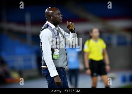 Cali, Kolumbien. September 2024. Yusif Basigi Cheftrainer Ghanas, beim Spiel der Gruppe F FIFA U-20-Frauen-Weltmeisterschaft Kolumbien 2024 zwischen Neuseeland und Ghana im Olympischen Pascual Guerrero Stadium in Cali am 8. September 2024. Foto: Alejandra Arango/DiaEsportivo/Alamy Live News Credit: DiaEsportivo/Alamy Live News Stockfoto