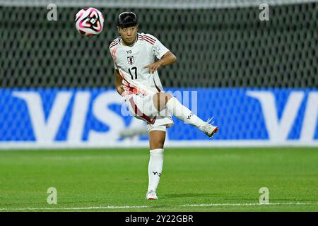 Bogota, Kolumbien. September 2024. UNO Shiragaki aus Japan, während des Gruppenspiels E FIFA U-20-Frauen-Weltmeisterschaft Kolumbien 2024 zwischen Österreich und Japan, am 8. September 2024 im Metropolitano de Techo Stadium in Bogota. Foto: Julian Medina/DiaEsportivo/Alamy Live News Credit: DiaEsportivo/Alamy Live News Stockfoto