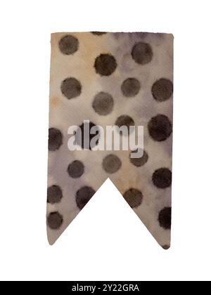 Ein skurriles Aquarellbanner mit bezaubernden grauen Polka Dots vor einem sanften, weichen Hintergrund, ideal für Dekorationen. Isoliertes Objekt auf weißem Hintergrund für verschiedene Designs und Druckvorgänge. Digitale Kunst im Aquarellstil. Stockfoto