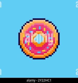 Vektor-Illustration von Donuts mit Pixel Art Design, perfekt für Food Assets Themen Designs Stock Vektor