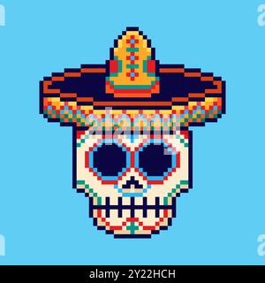 Vektor-Illustration von DIA de muertos mit Pixel Art Design, perfekt für Spielelemente thematische Designs Stock Vektor