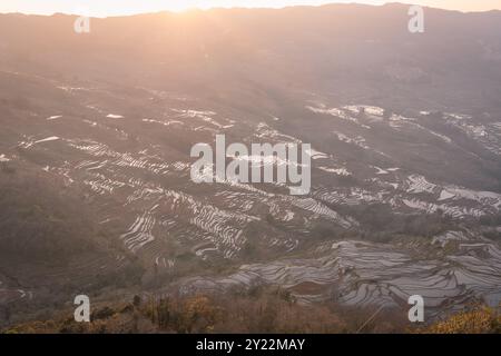 Yuanyang Reisterrasse von Bada in der Provinz Yunnan, China. Hintergrund Stockfoto