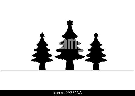 Weihnachtsbaum Silhouette Vektorsymbol und isolierte Umrisszeichnung Stock Vektor