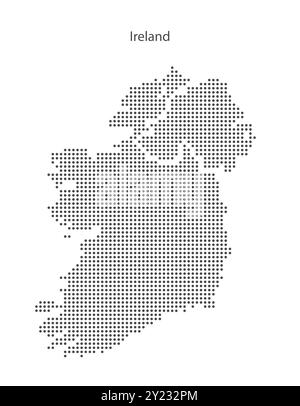 Gepunktete stilisierte Silhouettenkarte der Insel Irland zusammen mit Nordirland. Stock Vektor