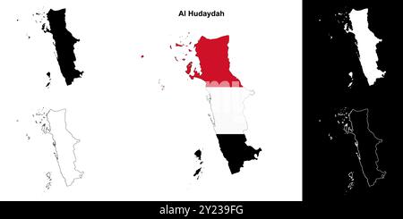 Umrisskarte des Gouvernements Al Hudaydah Stock Vektor