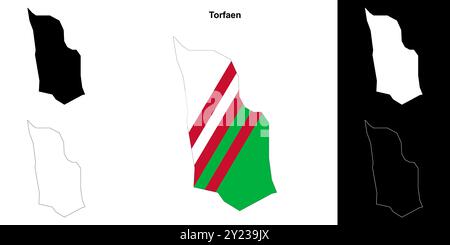 Torfaen leere Umrisskarte Stock Vektor