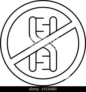 dna durchgestrichene Markierungslinie Symbol Vektor-Illustration Stock Vektor