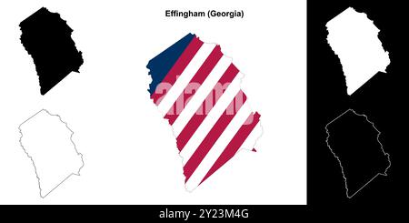 Effingham County (Georgia) Umrisskarten Set Stock Vektor