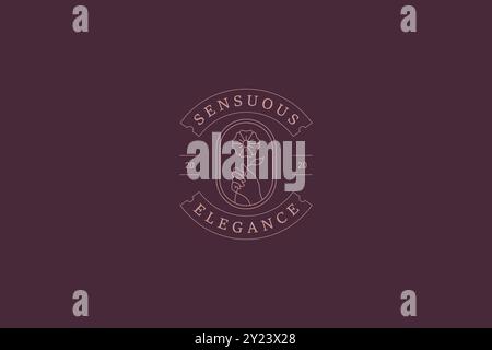 Elegante Frau Hand hält Blume Kamille Linie Kunst Logo Design Vorlage Vektor Illustration. Sanfter weiblicher Arm mit blütenbotanischer Blumenpflanze c Stock Vektor