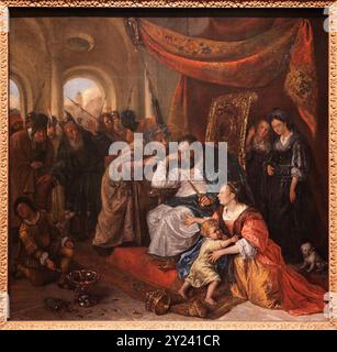 Moses und Pharaos Krone (ca.1670) von Jan Steen (1625/26-1679) niederländischer Maler Niederlande Stockfoto