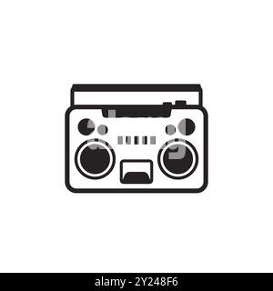 boombox-Symbol, Vintage-Kassettenrekorder Stock Vektor