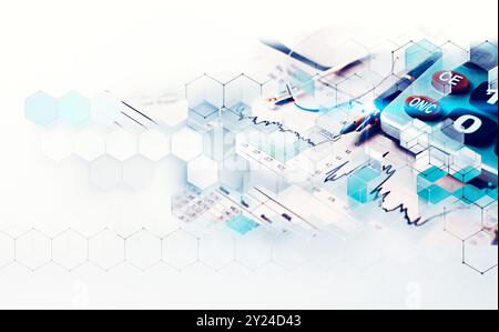 Geometrische Formen in weiß und blau.Futuristischer Stromkreis hoher Computer-Netto-Business-Hintergrund.abstrakte Technologie und Finanzen Hintergrund. Stockfoto