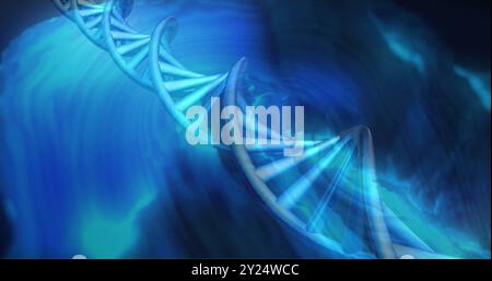 DNA-Strang- und Binärcodierung, wissenschaftliche Datenverarbeitung Stockfoto