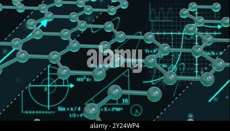 Molekulare Struktur und mathematische Gleichungen, wissenschaftliche Datenverarbeitung Stockfoto