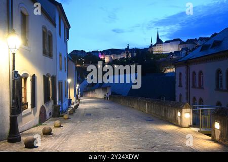 Luxemburg, Luxemburg - die Altstadt Luxemburg am Abend. Stockfoto