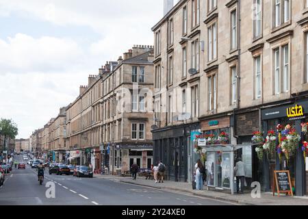 Blick auf die Argyle Street in Finnieston, Glasgow, Schottland in Großbritannien Stockfoto