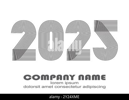 Moderner Jahresbericht 2025 isoliert auf Vektorillustration mit weißem Hintergrund. Minimales trendiges abstraktes Grafikdesign für Bannerposter Veranstaltungsvorlage Pos. Stock Vektor