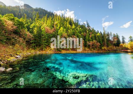 Der fünffarbige Pool (der bunte Teich) mit azurblauem Wasser Stockfoto