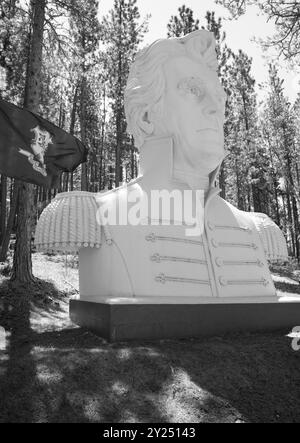 Büste von Präsident Andrew Jackson im Presidents Park in Lead, South Dakota, USA. Stockfoto