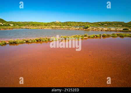 Ehemalige Salzproduktion, SES salines. Mongofre Nou. Menorca. Balearen. Spanien. Stockfoto