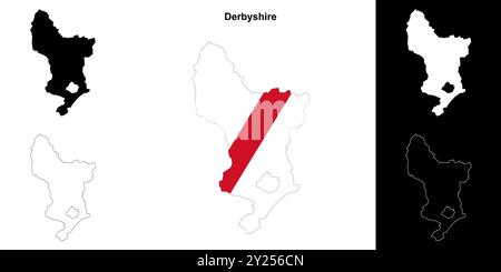 Derbyshire leere Umrisskarte festgelegt Stock Vektor