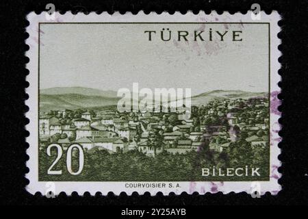 ISTANBUL, TÜRKEI - 25. DEZEMBER 2020: Türkischer Stempel zeigt die Stadt Bilecik Stockfoto