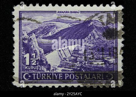 ISTANBUL, TÜRKEI - 25. DEZEMBER 2020: Türkischer Stempel zeigt Ankara Dam Stockfoto