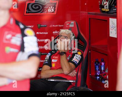 Misano Adriatico, Italien. September 2024. Gigi Dall'Igna während des MotoGP-Tests Montag auf dem Misano World Circuit Marco Simoncelli am 9. September 2024 in Misano Adriatico, Italien. (Foto: Fabio Averna/SIPA USA) Credit: SIPA USA/Alamy Live News Stockfoto