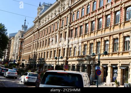 Pohjoisesplanadi Straße zwischen Kluuvikatu und Fabianinkatu Straße im Zentrum von Helsinki, Finnland, August 2024 Stockfoto