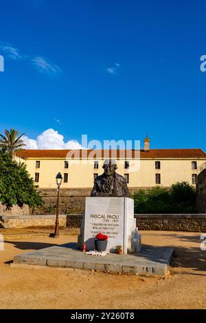 Statue des korsischen Patrioten Pascal Paoli in Ajjaccio, Korsika. Stockfoto