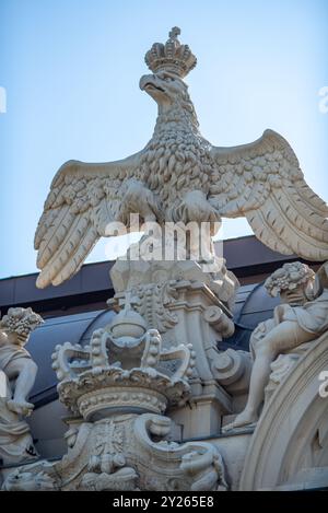 Architektonische Details zum Zwinger Schlosskomplex mit Gärten, einem der bedeutendsten Gebäude des Barocks in Dresden Stockfoto