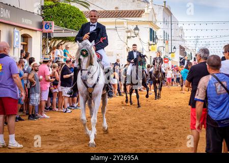 Caixers Cavalcade of Recollection, 'Colcada', Sant Lluís, Sant Lluís Festivitäten, Menorca, balearen, Spanien. Stockfoto