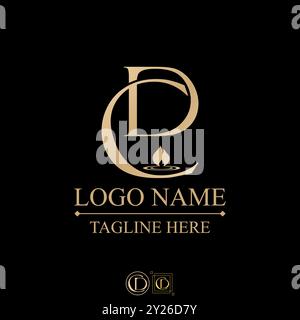 Logo Design Grafik Konzept kreative abstrakte Premium Vektor-Vorrat Initial CD Serif Schriftart oben unten Kerze Flamme beziehen Monogramm Typografie Therapie Stock Vektor