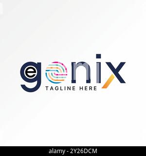 Logo Design Grafikkonzept kreative Premium Vektormaterial Initial O Schriftart rotierende Linie Letzteres Genix Genius Wort. Im Zusammenhang mit Monogramm Typographie SMART Stock Vektor