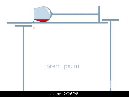 Weingläser werden in einem 3D-Illustrationsrahmen mit großem Textbereich und Kopierraum auf weißem Hintergrund angezeigt. Stockfoto