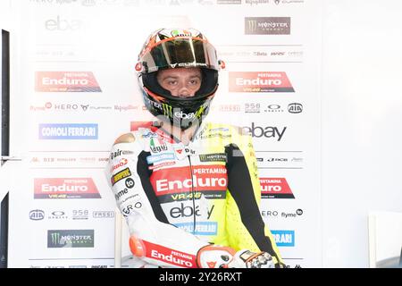 Marco Bezzecchi während des MotoGP-Tests am Montag auf dem Misano World Circuit Marco Simoncelli am 9. September 2024 in Misano Adriatico, Italien. Stockfoto