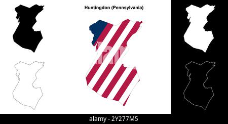 Huntingdon County (Pennsylvania) Umrisskarten Set Stock Vektor