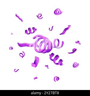 3D-Satz Spiralkonfetti isoliert auf weiß Stock Vektor