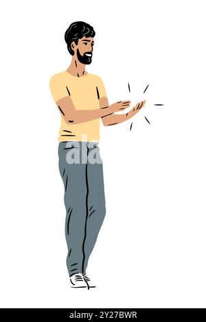 Ein junger Mann applaudiert Stock Vektor