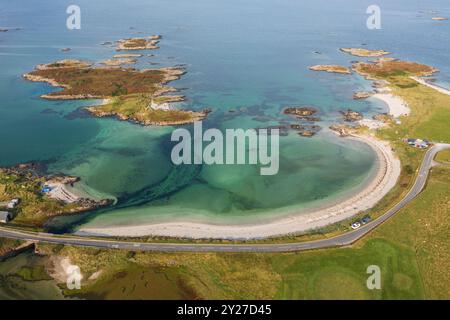 Traigh Beach und Arisaig Beach sind Teil der Silver Sands of Morar, in der Nähe von Mallaig, Lochaber, Schottland. Stockfoto