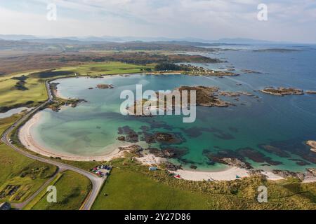 Traigh Beach und Arisaig Beach sind Teil der Silver Sands of Morar, in der Nähe von Mallaig, Lochaber, Schottland. Stockfoto