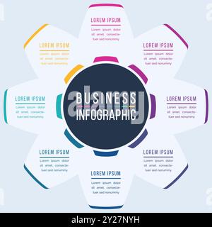 8 Schritte Infografik Kreisdesign 8 Schritte, Objekte, Elemente oder Optionen Infografik-Vorlage für Geschäftsinformationen Stock Vektor